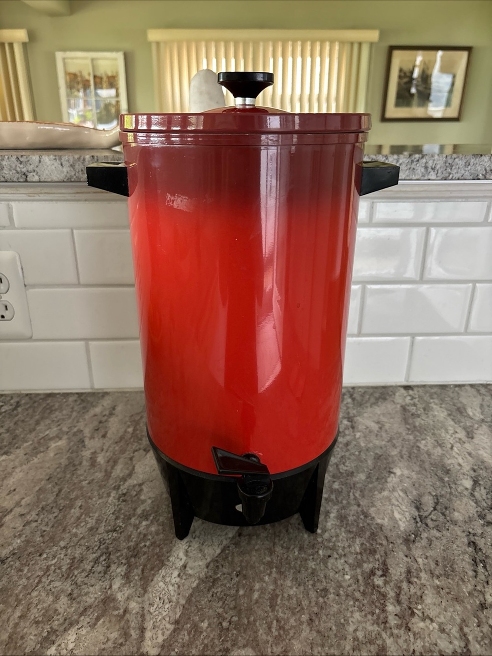 Vintage West Bend Red Poppy Coffee Maker Percolator 12-36 Cups Model 29407 Works